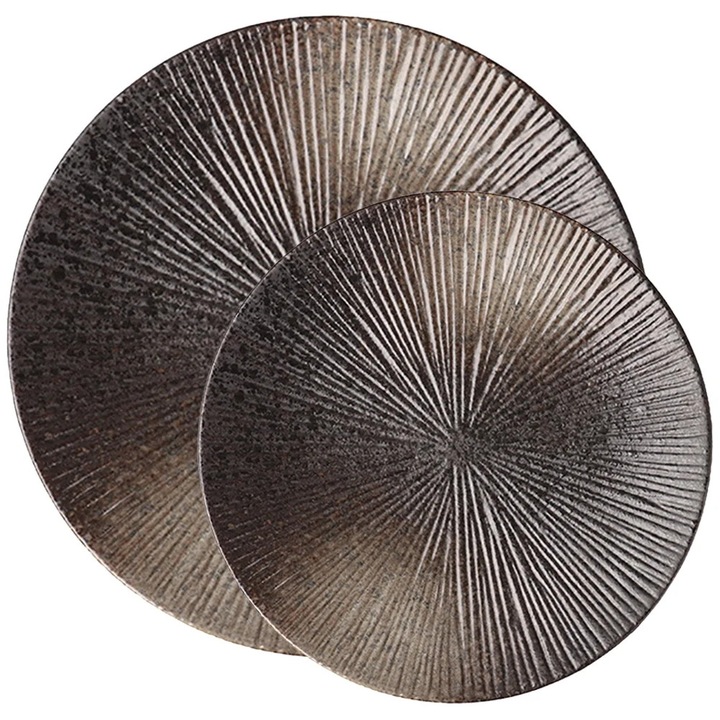 YANYXR vintage kerámia tányér szett, 2 db, kerek, fehér, 21x21x2cm és 26x26x2.5cm