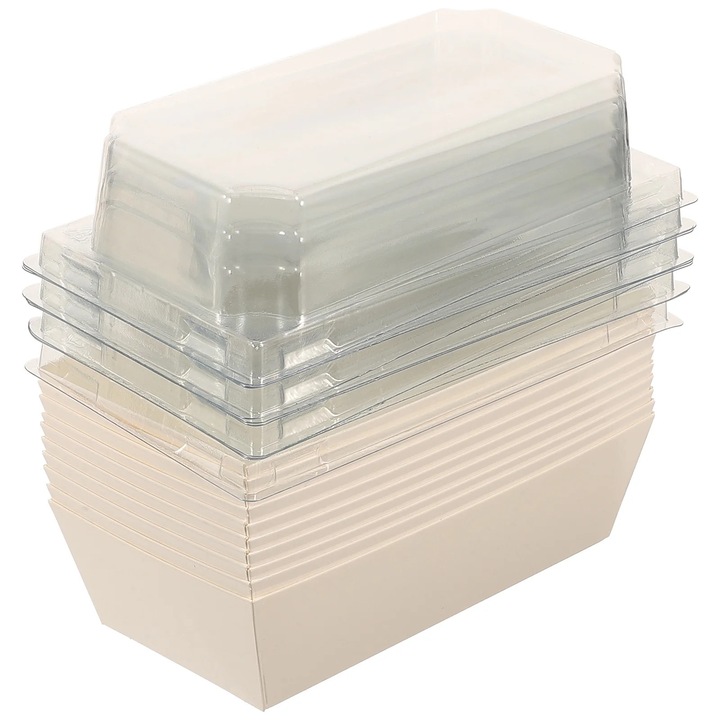 Cutii pentru prajituri YANYXR, plastic si hartie, alb, 13.5x7.5x5.5cm, set 20 bucati