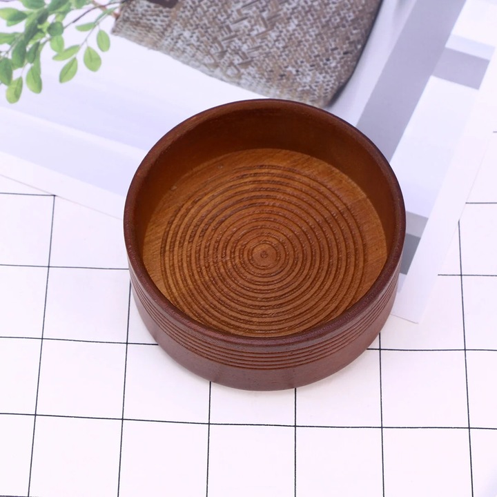 Bol pentru barbierit YANYXR lemn, 9x4.9cm, portabil