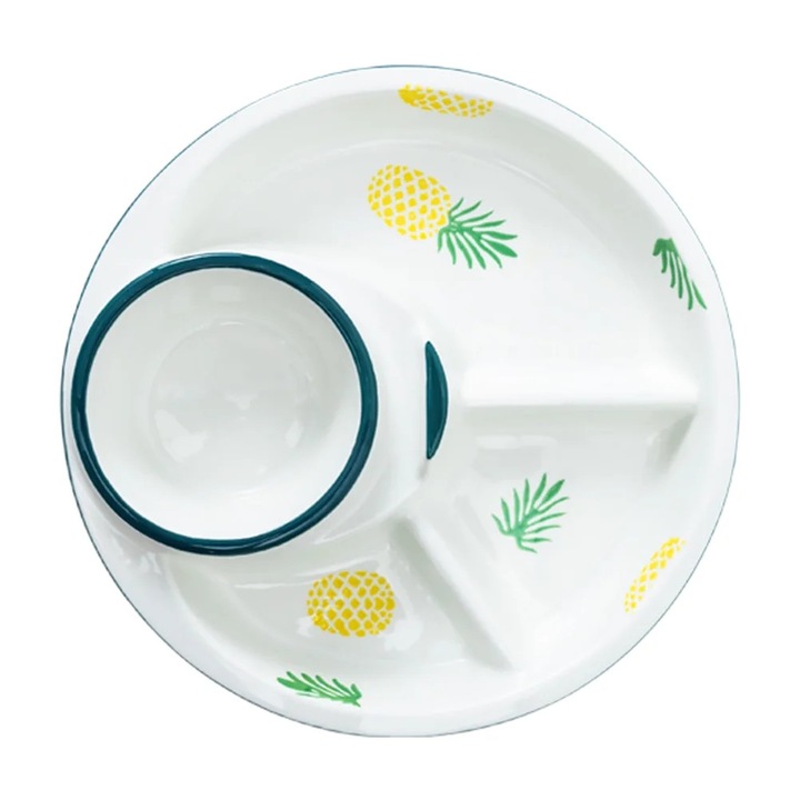 Platou ceramic YANYXR multi compartimente fructe 30x20cm