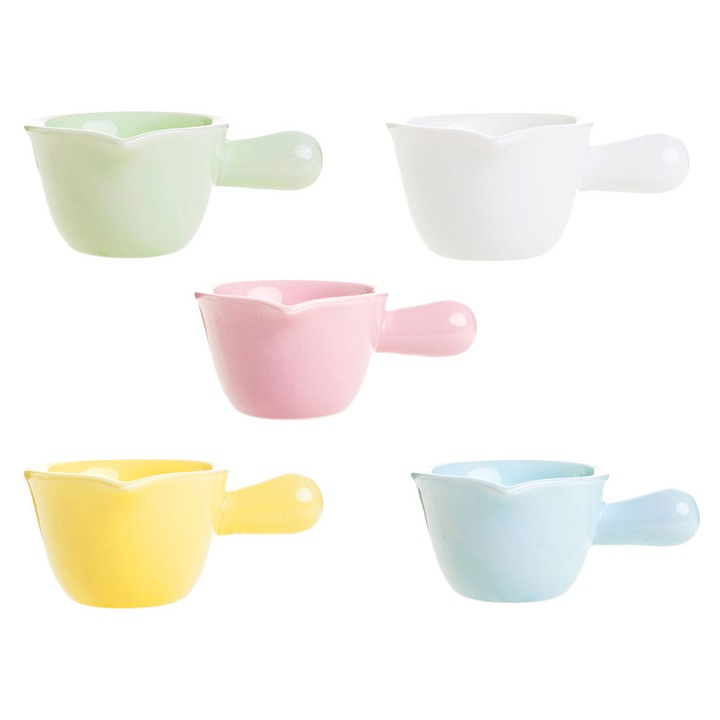 Set 5 boluri ceramice pentru sos cu maner multicolor 10.5x7x4.5cm