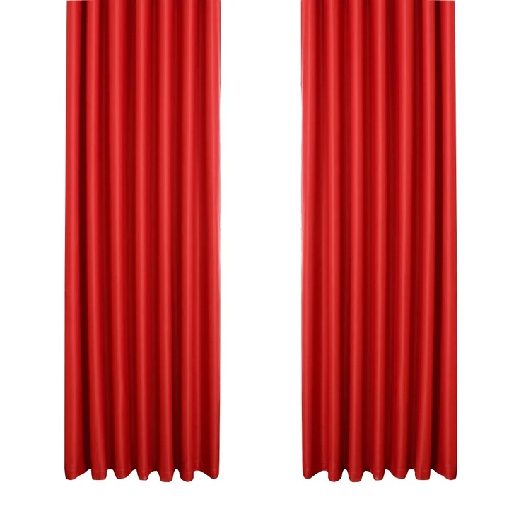 Draperie blackout YANYXR, termoizolanta, rosu, 100x215cm, cu inele metalice