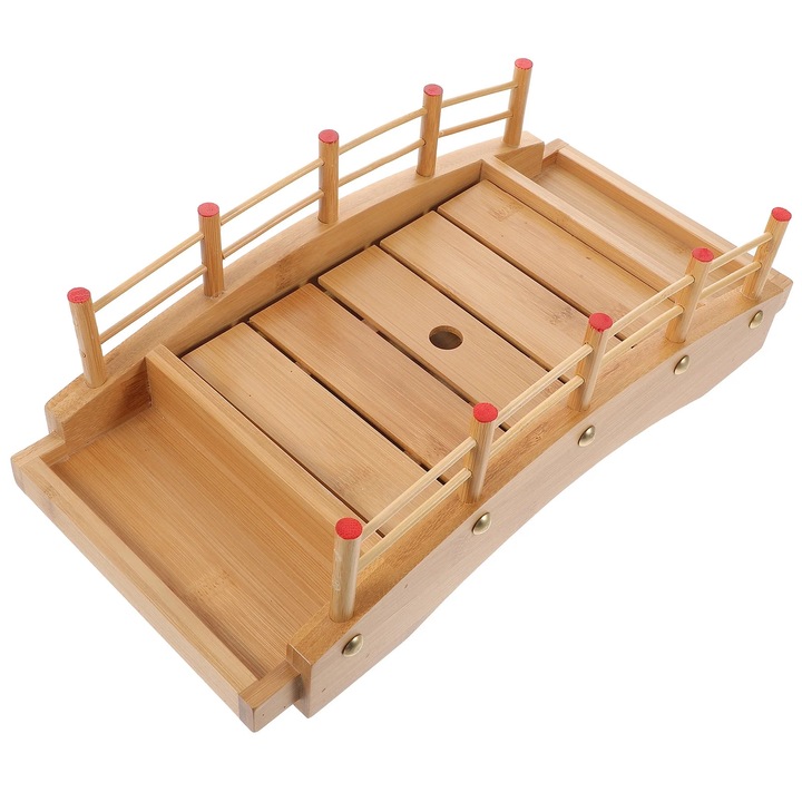 YANYXR természetes bambusz sushi tál 38.5x18x13cm sárga