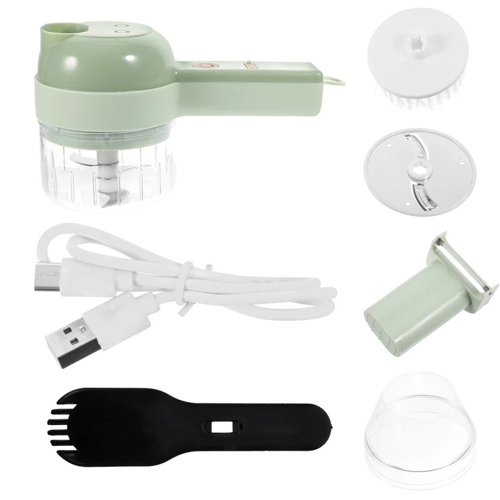 Tocator electric usturoi YANYXR, multifunctional, verde deschis, 18.5x13.5x8.5cm