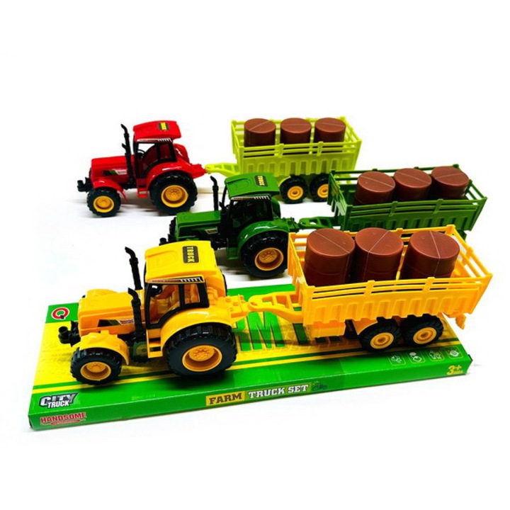 Tractor de Jucarie cu Remorca, Plastic Durabil, Idee Cadou Baieti 3+ Ani