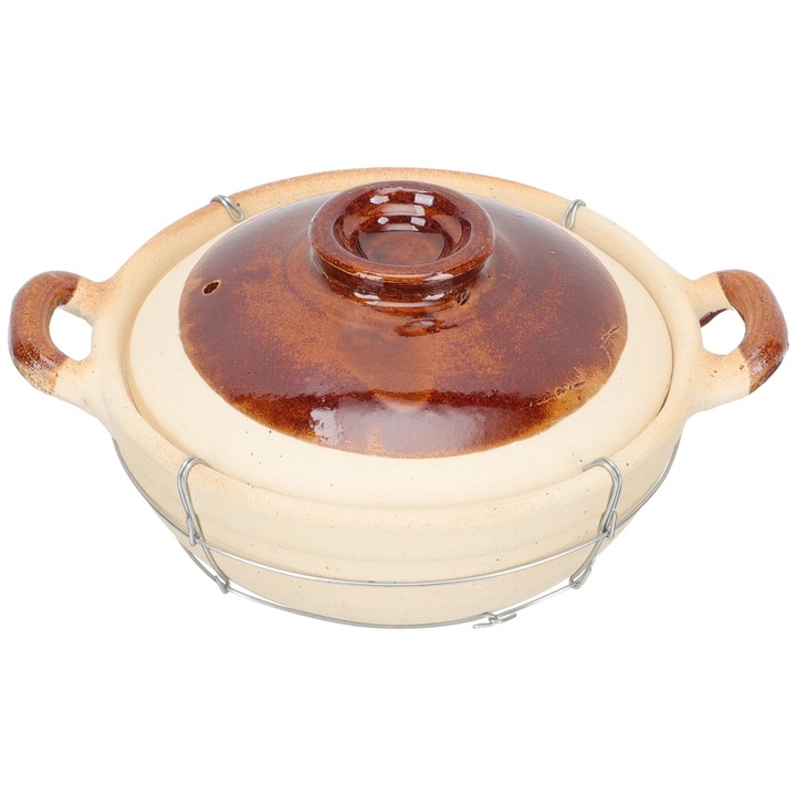 YANYXR kerámia edény 21x16.5x9.6cm, 0.5L űrtartalom, dupla fogantyúval, fekete