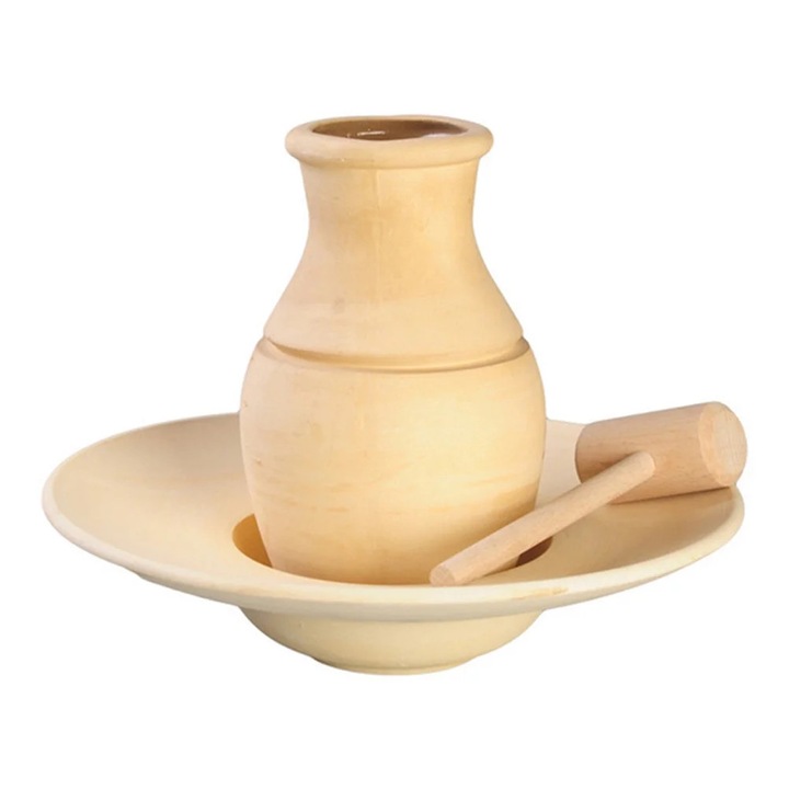 Oala de tocana YANYXR ceramica lemn galben deschis 28x28x7cm