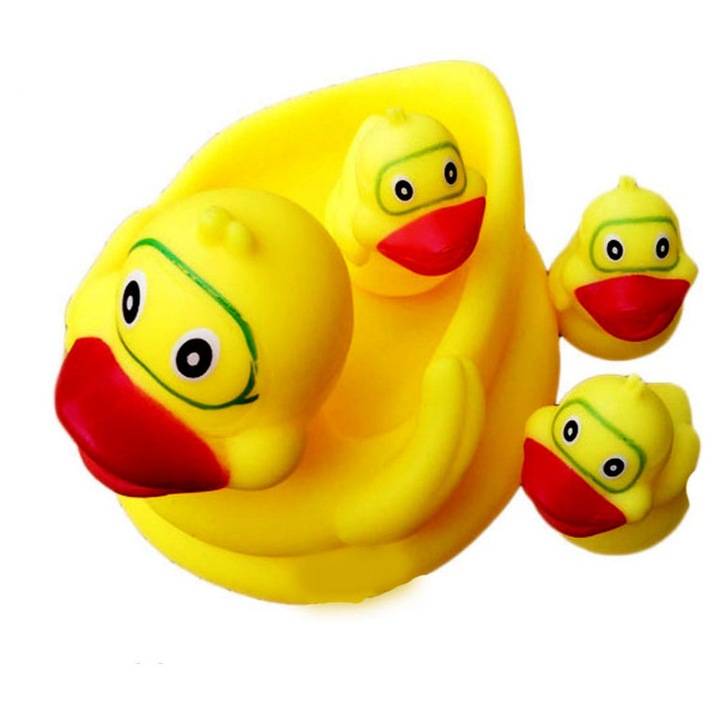 Fürdőjáték szett babáknak, természetes gumi, többszínű, ajándékötlet 3+ év