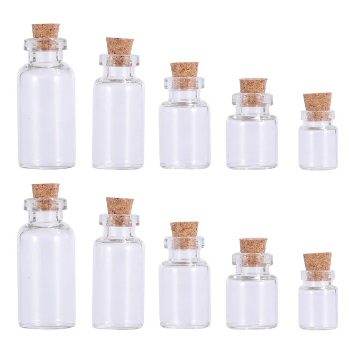 YANYXR 25 db fehér üvegpalack készlet 0.5-5ml