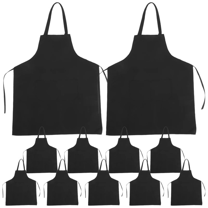 Set 10 sorturi bucatarie YANYXR, buzunar mare, negru, 70x62x0.3cm