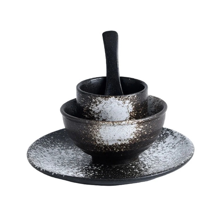 Set ceramic YANYXR, vintage, alb, 3 piese