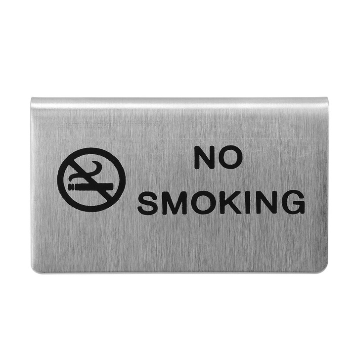 Asztali tábla "No Smoking" YANYXR BCS3238777, rozsdamentes acélból, dohányzást tiltó jelzés, ezüst, 10 x 6 x 5.5 cm