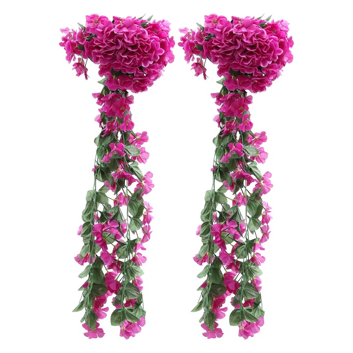 Flori artificiale suspendate YANYXR violet 90x45x5cm set 2 bucati