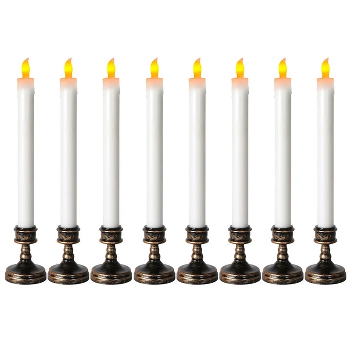 Set 8 lumanari electrice YANYXR alb galben 5.5x5.5x29cm fara flacara
