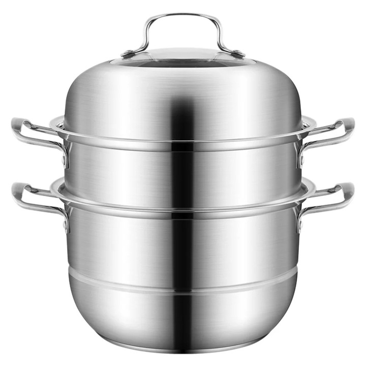 Oala aburitoare YANYXR inox, 3 straturi, argintiu, 35.5x30x30cm