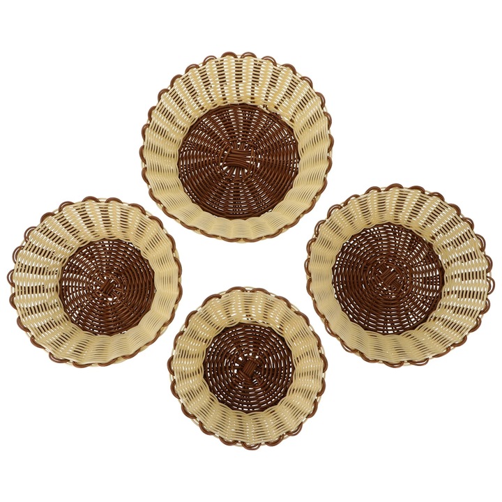 Set 4 cosuri depozitare YANYXR, plastic, maro bej, 23x23x6cm