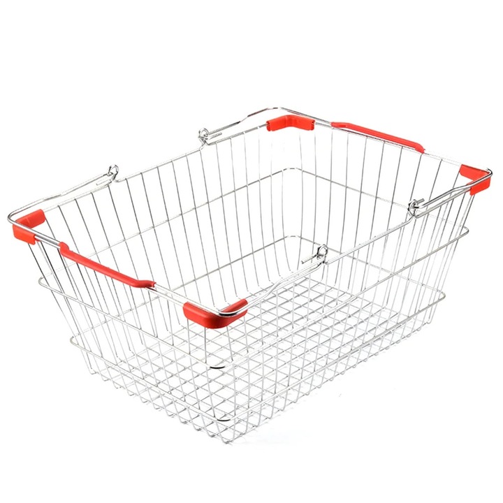Piros vas tárolókosár 46x32.5x22.4cm hordozható fogantyúval