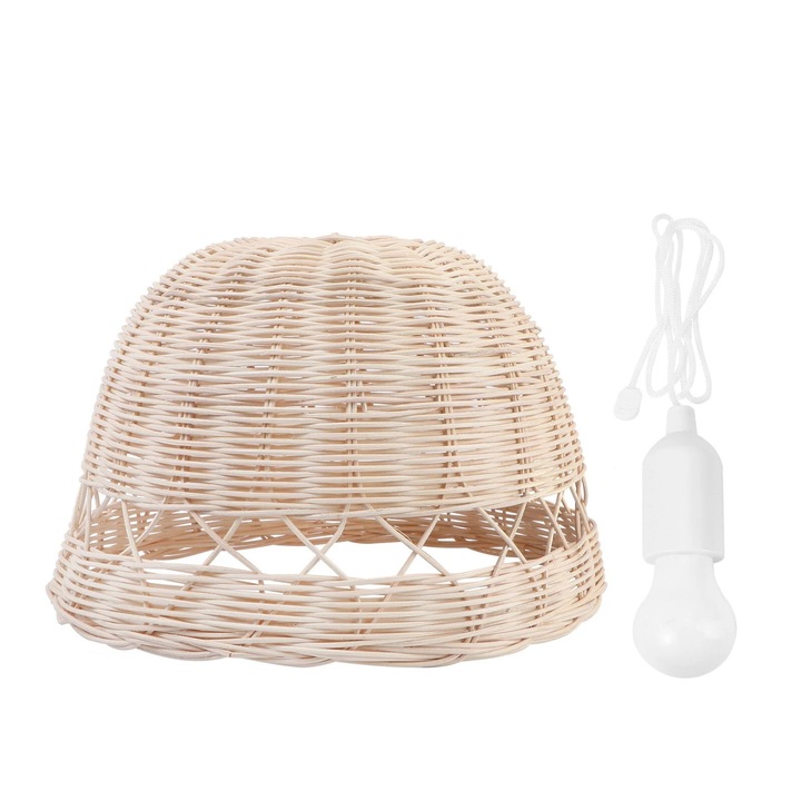 YANYXR rattan lámpaernyő, függesztett, khaki, 30x30cm
