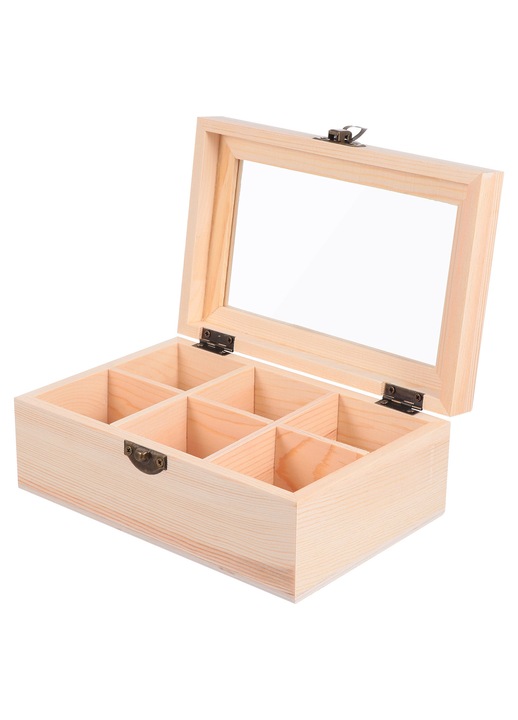 YANYXR tárolódoboz fa 18x12x7cm barna 6 rekeszes