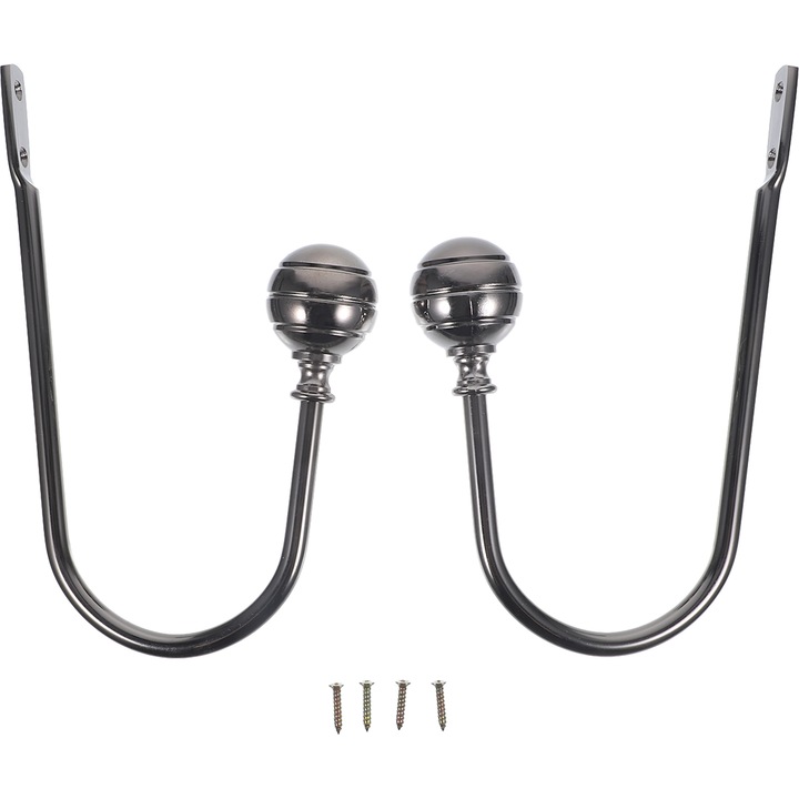 Set 2 carlige perdea YANYXR metalice 21.5x14x4cm negru