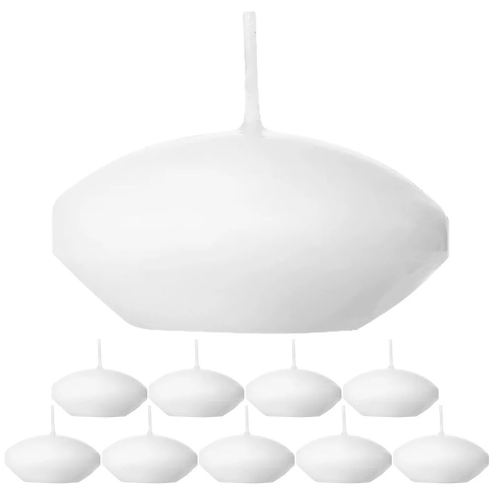 Set 10 lumanari plutitoare YANYXR alb 4x4x2cm
