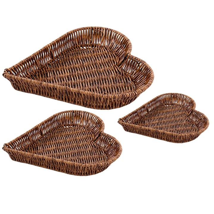 Комплект 3 пластмасови кошници YANYXR светлокафяви 21x20x4см 24x23x4см 26.5x26x4см