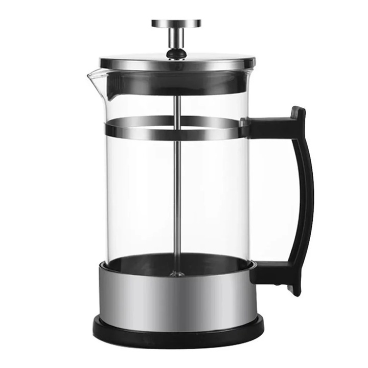 YANYXR multifunkcionális kávéfőző rozsdamentes acélból, 600ml, ezüst, 16x7.5x7.5cm