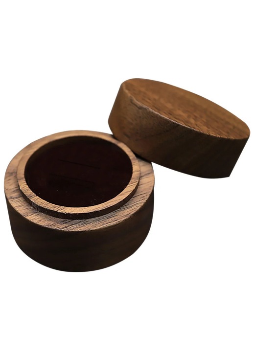 YANYXR ékszerdoboz fa mágnes kávé 5.2x5.2x3.5cm két rekeszes