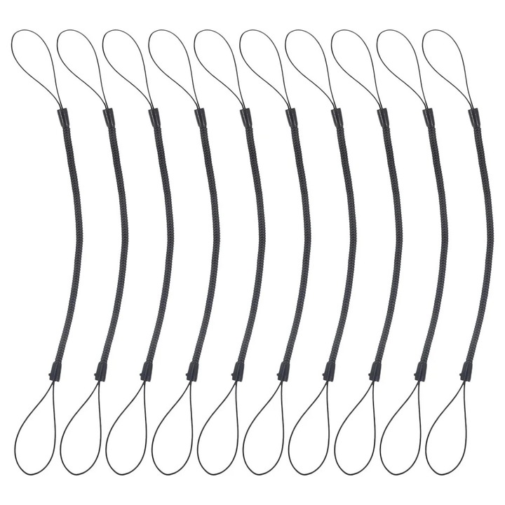 Set 10 corzi retractabile pentru pix, negru, 20x3.5x3.5cm