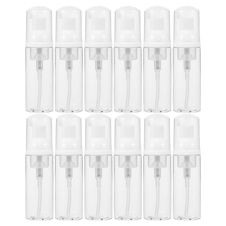 12 darabos habzó flakon készlet, műanyag, átlátszó, 40ml, hordozható