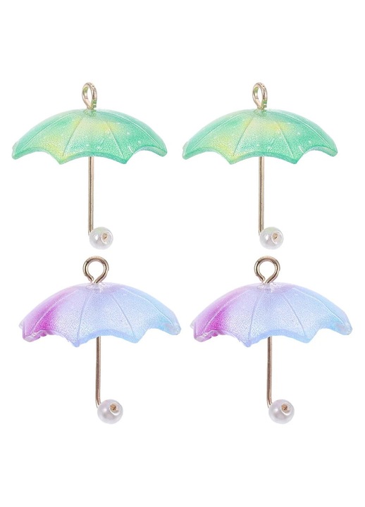Cercei mini umbreluta YANYXR acrilic multicolor 2x2x2cm set 4 bucati