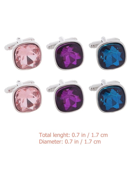 Комплект от 3 чифта копчета за ръкавели YANYXR многоцветни 1.7x1.7x0.6cm