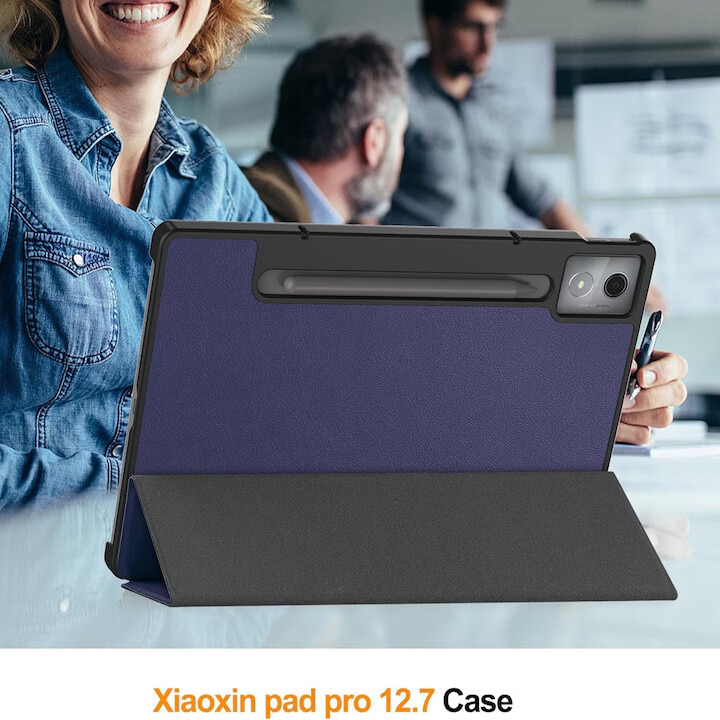 Husa de protectie pentru tableta Lenovo Idea Tab Pro 12.7 inch (TB-373FU/TB-375FC) 2025, VIENOD®, husa de protectie subtire cu suport, auto functie sleep/wake, Albastru