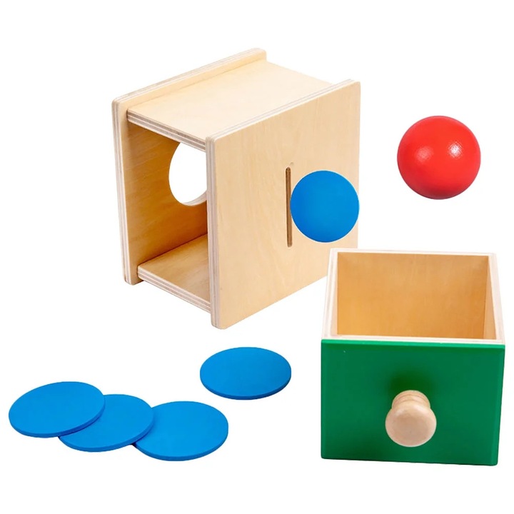 Jucarie Montessori YANYXR cutie lemn 12x12x8.7cm multicolor set