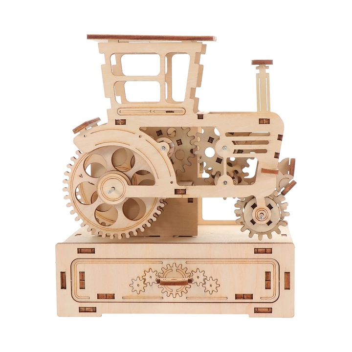 YANYXR 3D fa puzzle, kombájn modell, világosbarna, 15.8x13.5x10.5cm