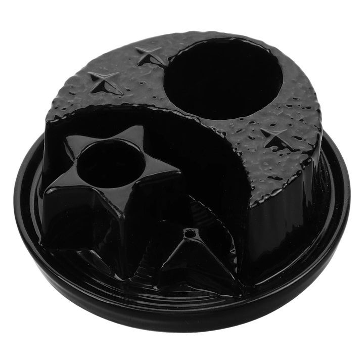 Керамична поставка за тамян YANYXR черна 12.5x12.5x4.5см