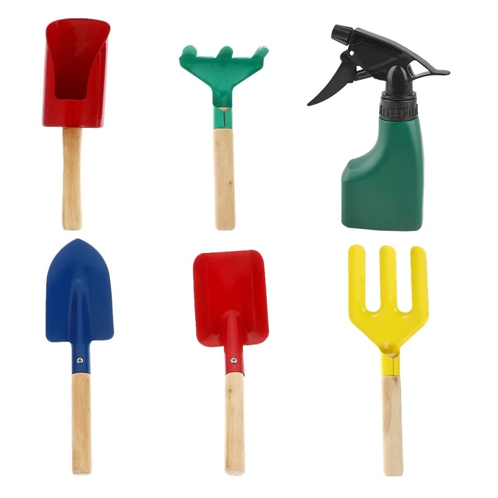 Set unelte gradinarit copii YANYXR lemn metal multicolor 20x6x6cm