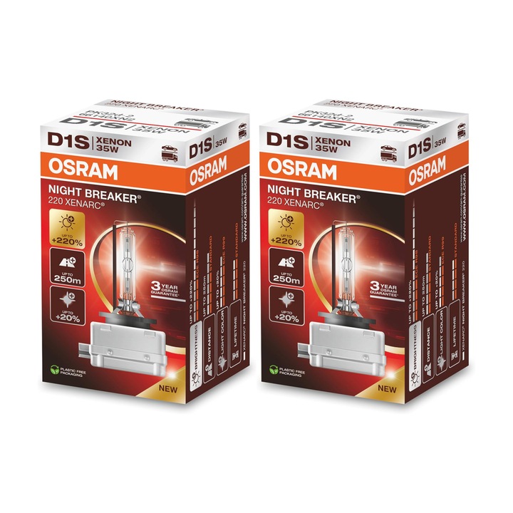 Комплект 2 ксенонови крушки D1S OSRAM Xenarc Night Breaker 220 (+220%) - Производителност и симетрия