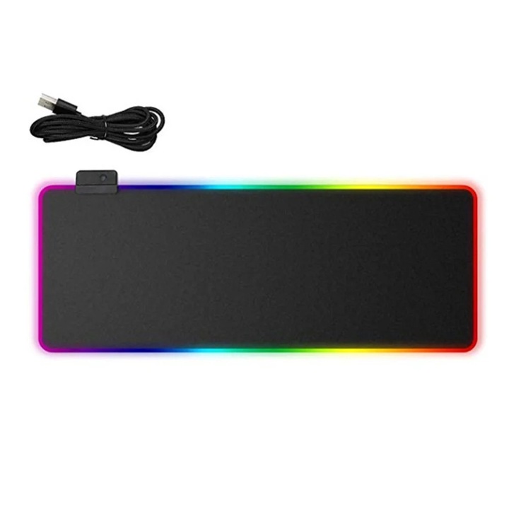 Egérpad YANYXR fekete RGB világítás 80x30x0.5cm víz- és szennyeződésálló