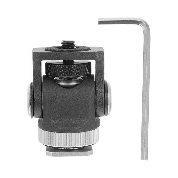 Adaptor montura trepied YANYXR aluminiu negru 4.5x3.3x2.5cm rotativ 360°