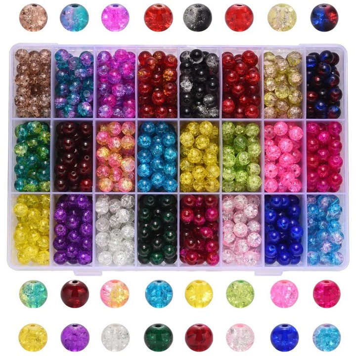 Margele sticla YANYXR set multicolor 0.8x0.8x0.8cm