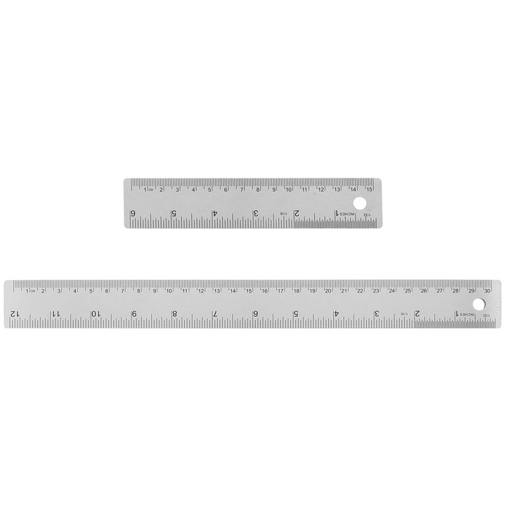 Set 4 rigle YANYXR, inox si lemn, argintiu, 31x3.2x0.2cm si 16x3.2x0.2cm