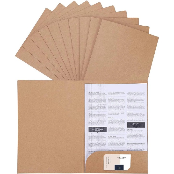 YANYXR bifold iratgyűjtő, kraft khaki, 31x22x0.15cm, 10 db-os szett
