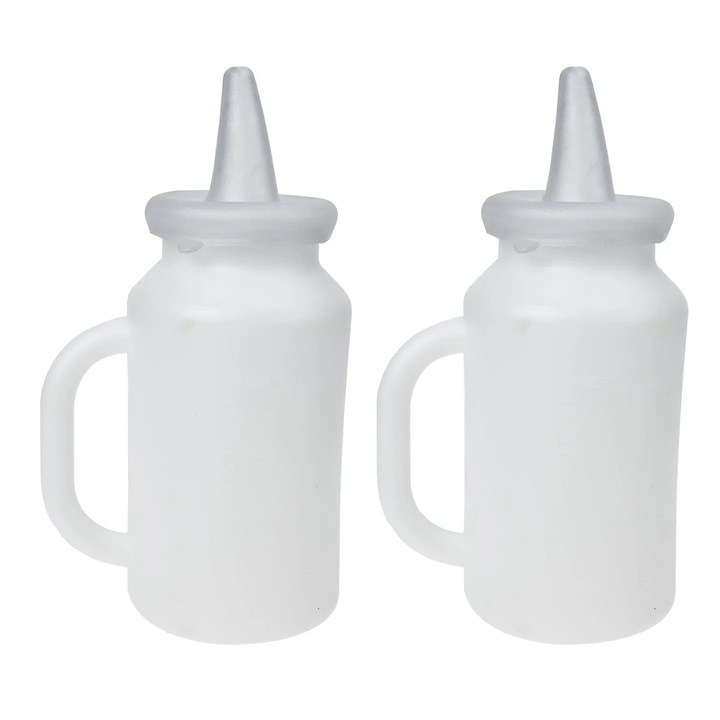 YANYXR 2 db állatetető cumisüveg szett, műanyag szilikon, 1.6L, fogantyú, fehér
