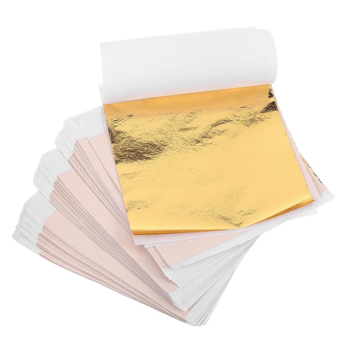 Foi aurii decorative YANYXR, 9.5x8.5x0.1cm, aluminiu electrochimic