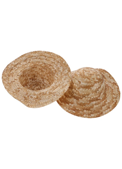 Palarie din paie, YANYXR, mini, galben deschis, 15x15x6cm, set 5 bucati