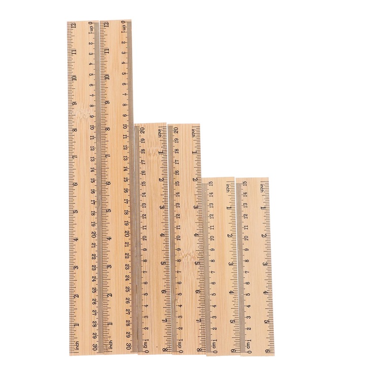 Set 6 rigle din bambus YANYXR, portabile, 31x3x0.2cm, 21x3x0.2cm, 16x3x0.2cm, bej