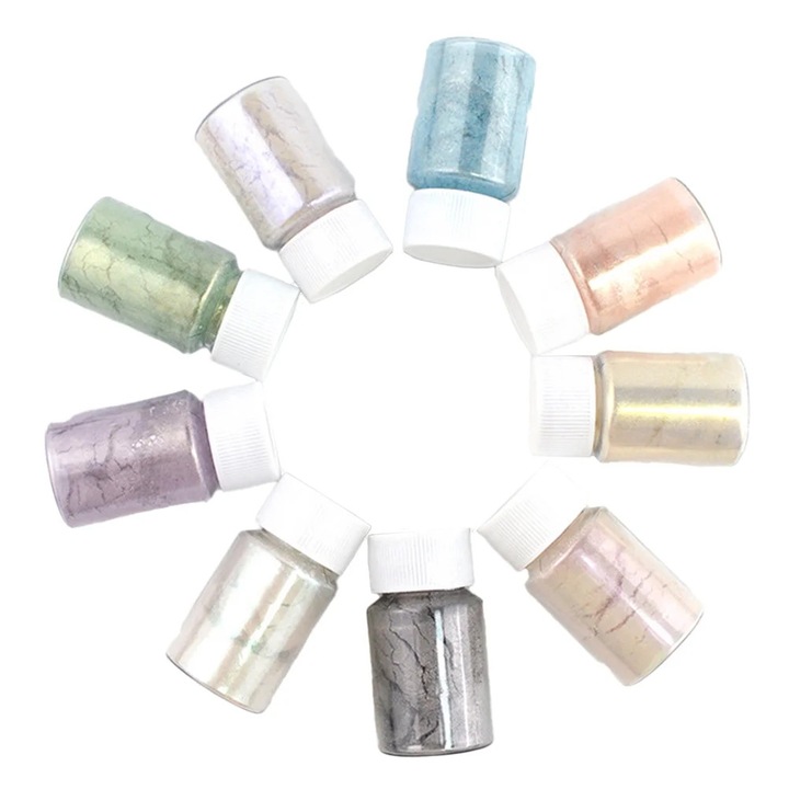 Set 9 pulberi mica YANYXR colorate pentru artizanat 3x3x5.3cm