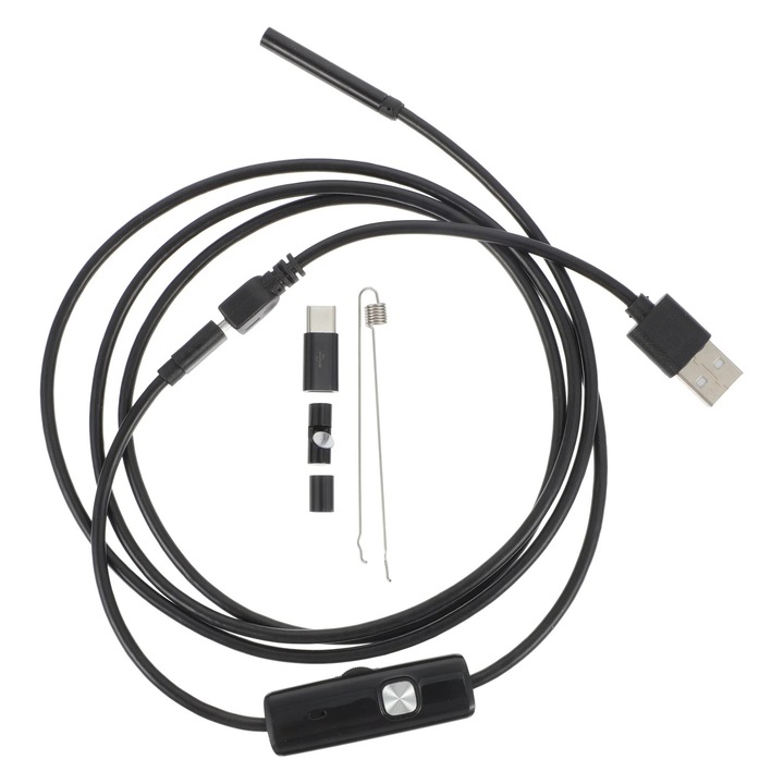 Camera endoscopica YANYXR 2MP, rezistenta la apa, 150x0.55x0.30cm, negru
