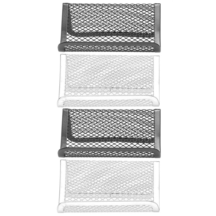 Suport carti de vizita YANYXR metalic argintiu negru 10x6x4.5cm